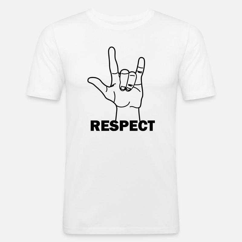Handgeste Respekt mit Text RESPEKT - Männer Slim Fit T-Shirt - Weiß