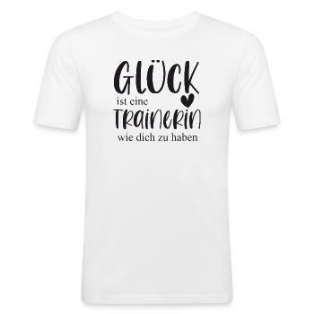 Trainerin Bedanken Geschenk Glück Abschied - Männer Slim Fit T-Shirt - Weiß - Vorne - Nik (191cm)