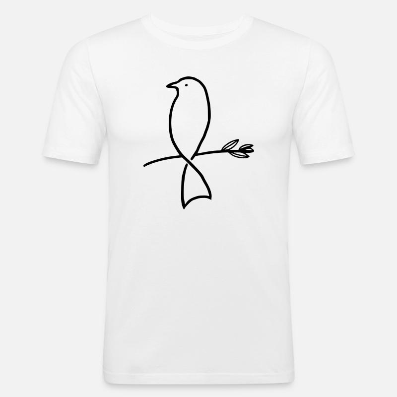 Vogel auf einem Ast - Männer Slim Fit T-Shirt - Weiß