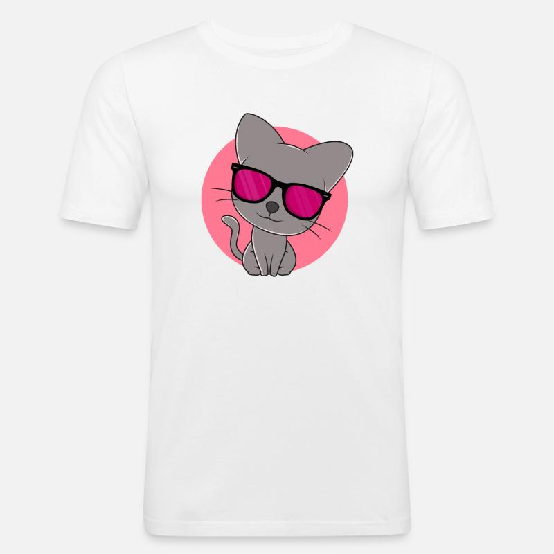 Süßes graues Kätzchen - Männer Slim Fit T-Shirt - Weiß