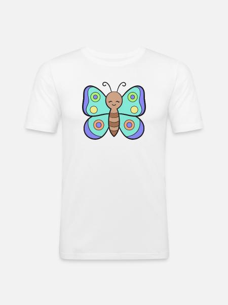 Papillons Papillons - T-shirt près du corps Homme - blanc
