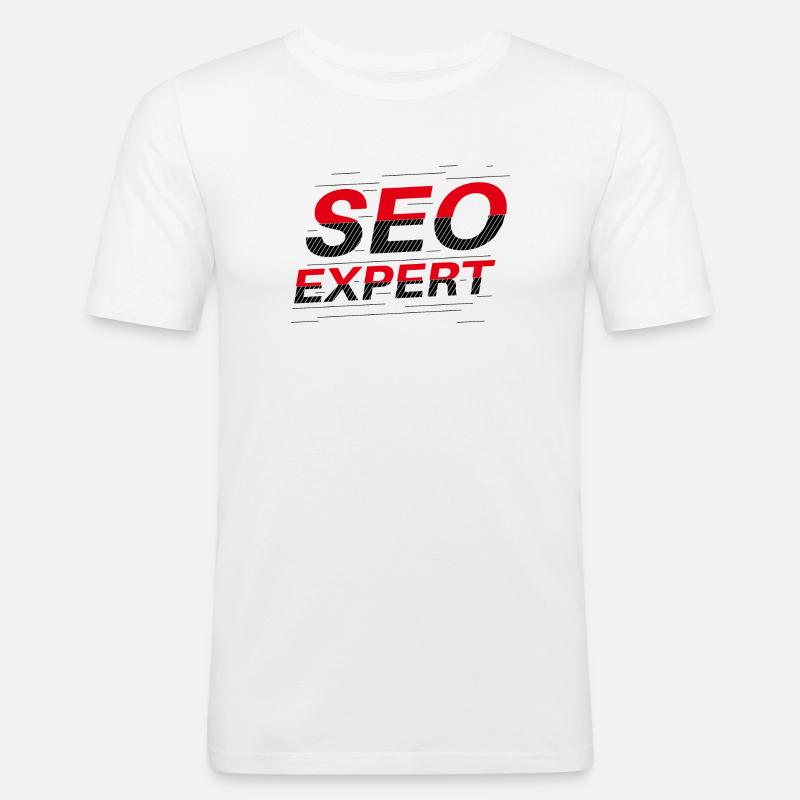 SEO-Experte: Abstrakte Typografie - Männer Slim Fit T-Shirt - Weiß