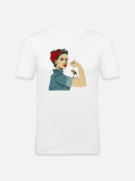 STARKE FRAUEN - Männer Slim Fit T-Shirt - Weiß