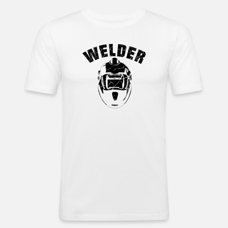 Welder Team schwarz - Männer Slim Fit T-Shirt - Weiß