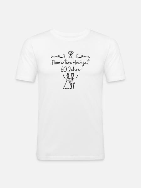 Diamantene Hochzeit 60 Jahre Hochzeitstag Jubiläum - Männer Slim Fit T-Shirt - Weiß