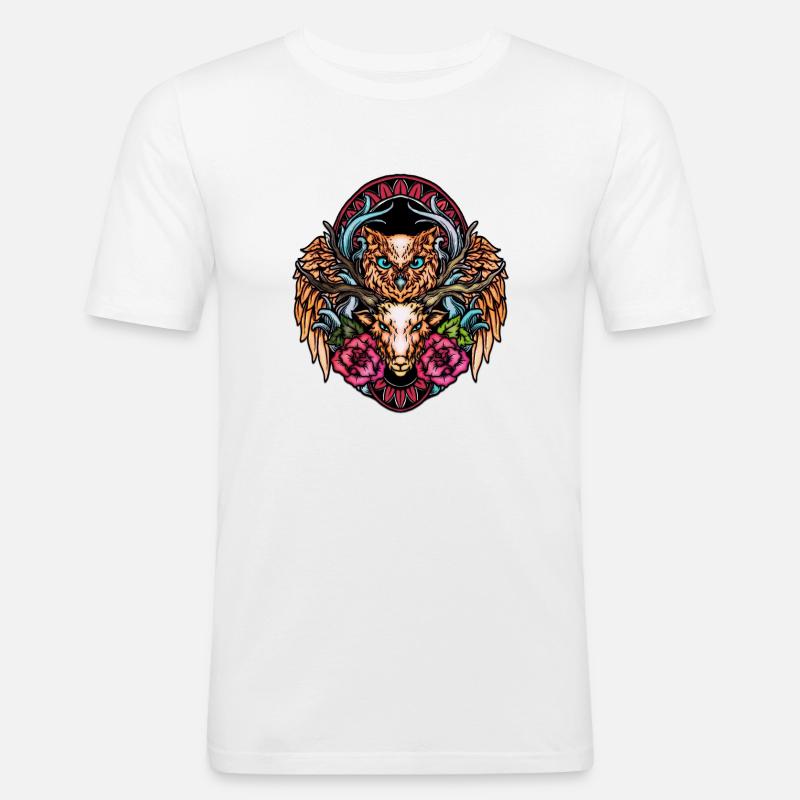 Atemberaubende bunte Eule - Männer Slim Fit T-Shirt - Weiß