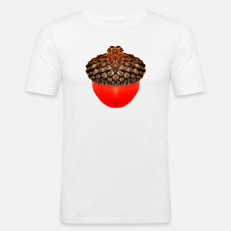 schöne Herbstdrucke, Eichelfoto, unisex herbst - Männer Slim Fit T-Shirt - Weiß