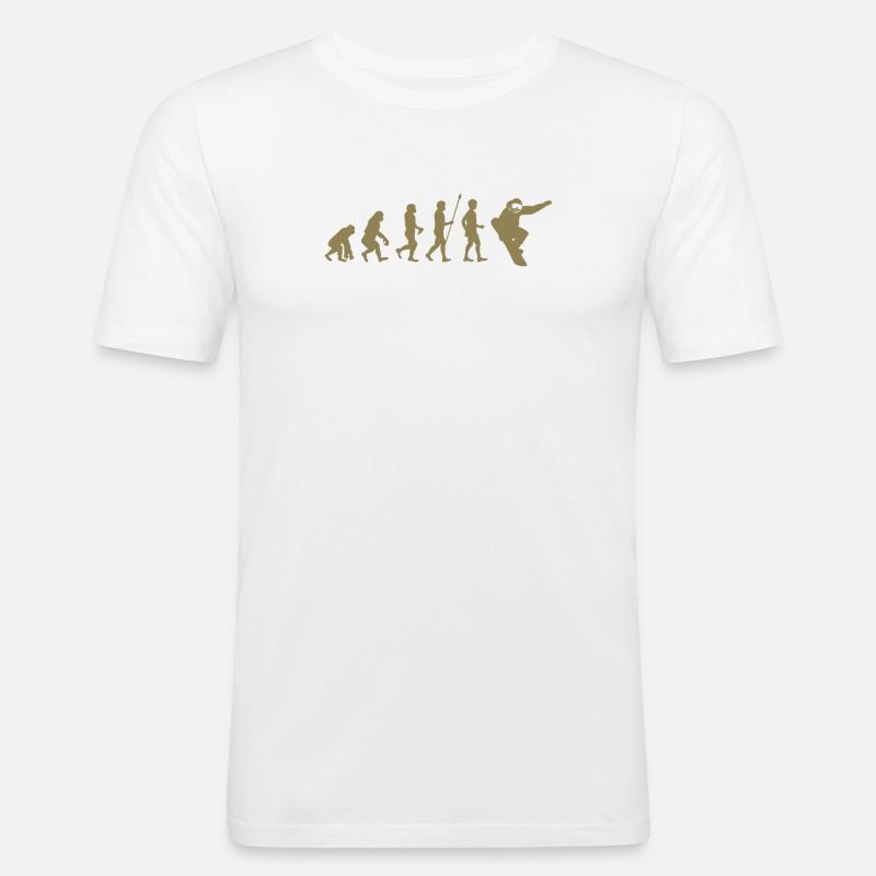 Snowboarder Evolution Geschenkidee - Männer Slim Fit T-Shirt - Weiß