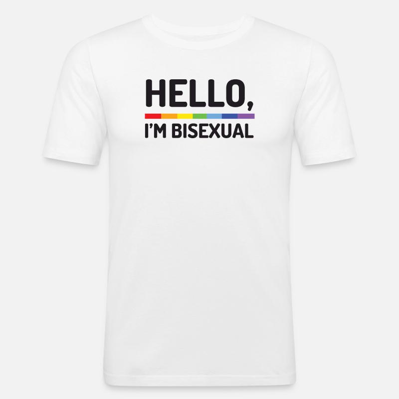 Hallo, ich bin bisexuell - Männer Slim Fit T-Shirt - Weiß