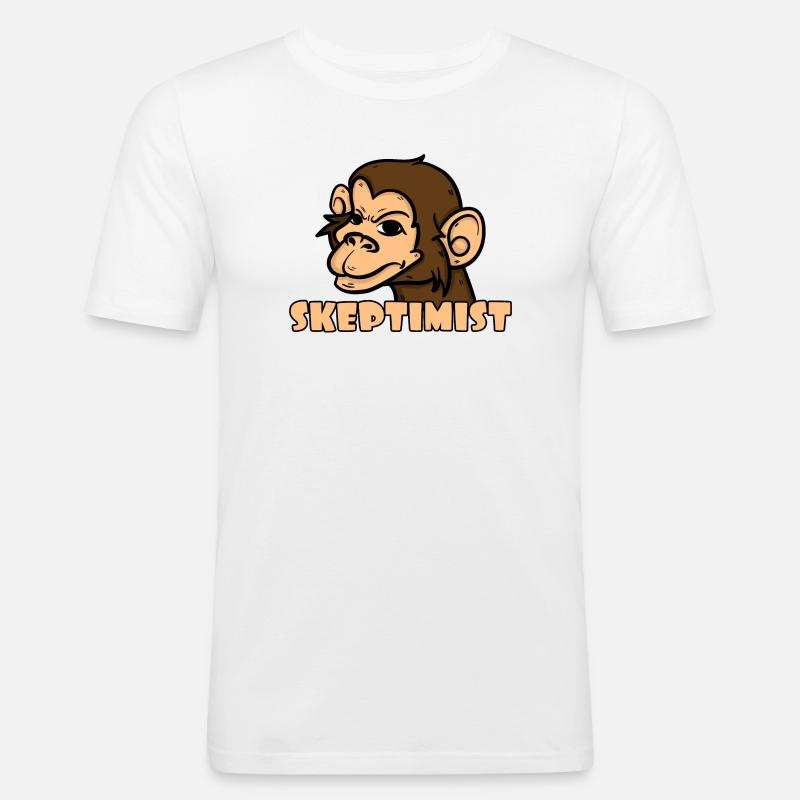 Skeptiker Affe - Skeptimist - Männer Slim Fit T-Shirt - Weiß