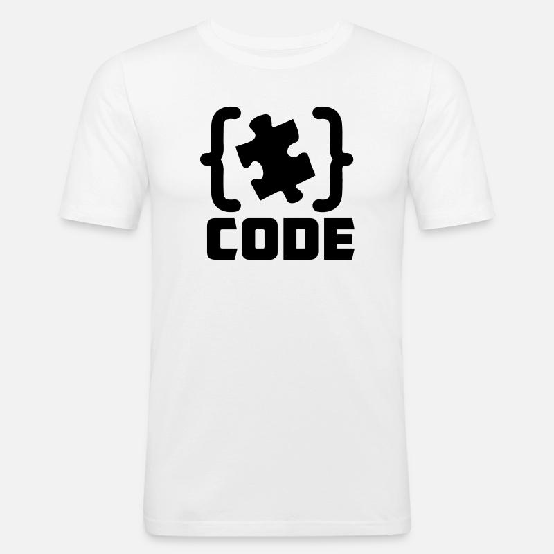 programmer Code puzzle piece solving - Men's Slim Fit T-Shirt - white