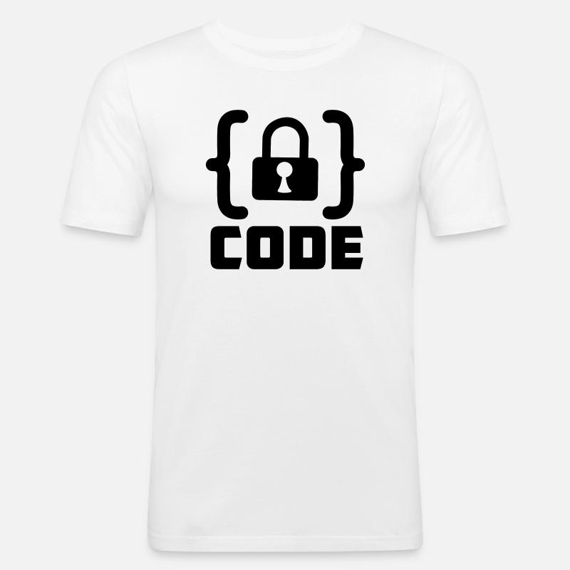Code mit Sperrprogrammierer - Männer Slim Fit T-Shirt - Weiß