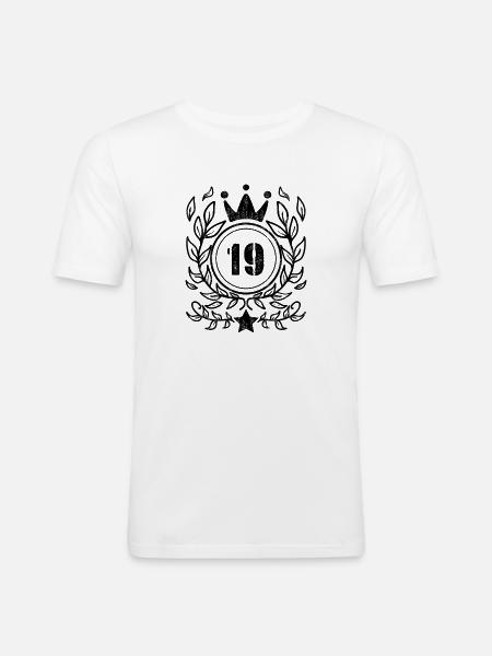 Couronne de 19 ans - 19 ans - T-shirt près du corps Homme - blanc