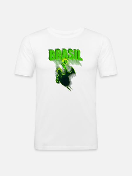 Brasil Neon Soccer Kick - Men's Slim Fit T-Shirt - white