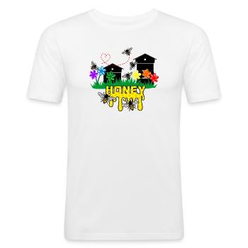 Honey greenhouses or hives with bees - Men's Slim Fit T-Shirt - white - Front - Nik (191cm)