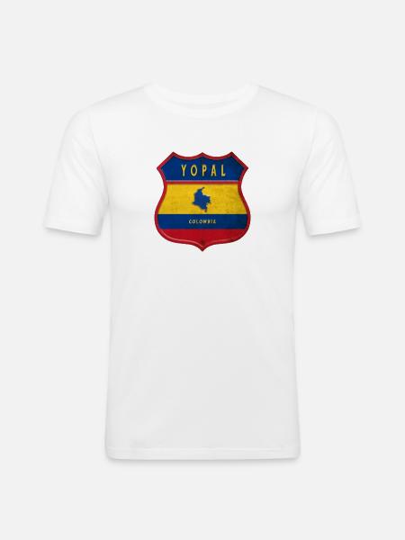 Yopal Columbia crest design - Men's Slim Fit T-Shirt - white