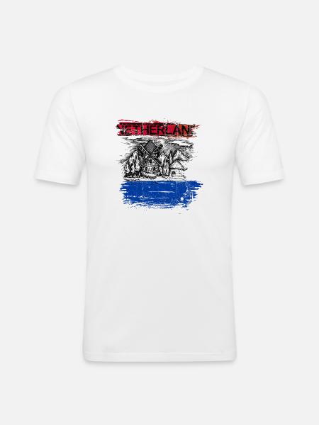 Netherland Windmill Vista - Men's Slim Fit T-Shirt - white