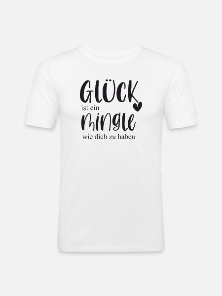 Mingle Single Freundschaft Plus Date Geschenk - Männer Slim Fit T-Shirt - Weiß