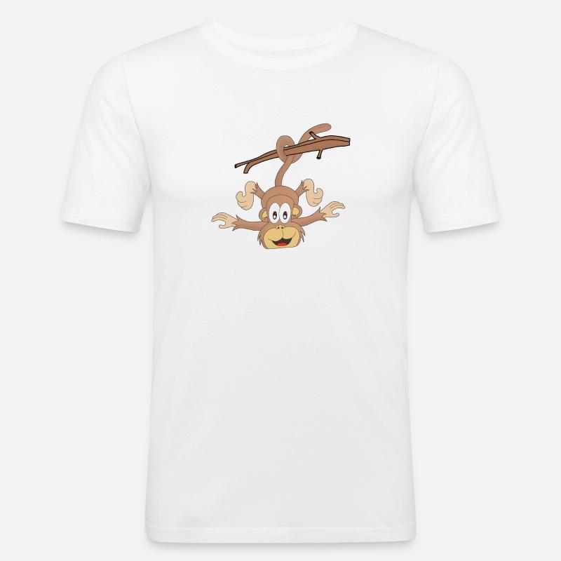 Hängender Affe - Männer Slim Fit T-Shirt - Weiß