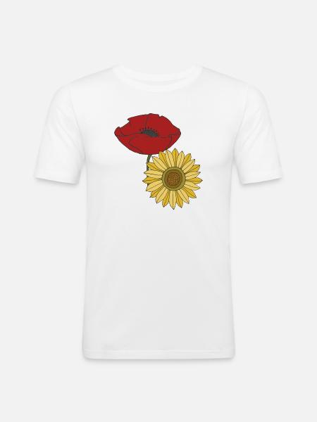 poppy sunflower - Men's Slim Fit T-Shirt - white