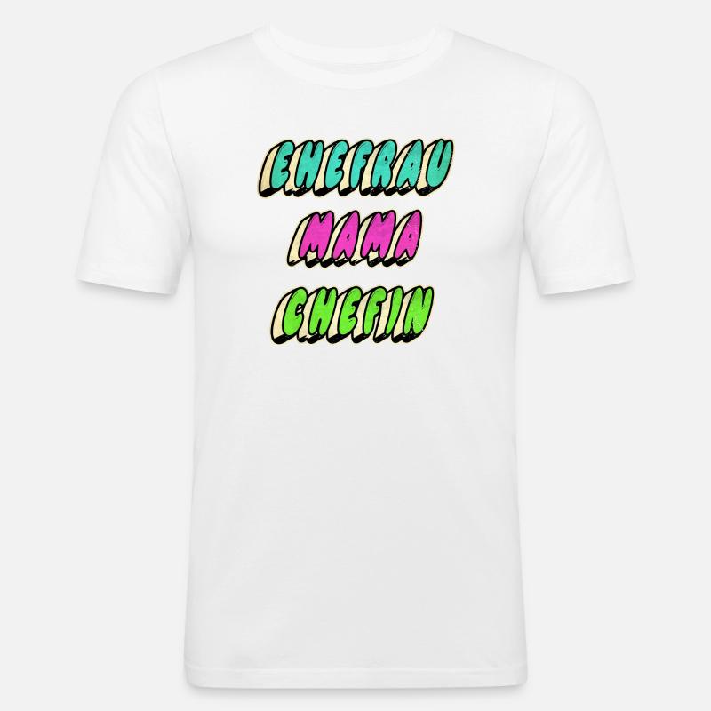 Ehefrau Mama Chefin - Männer Slim Fit T-Shirt - Weiß