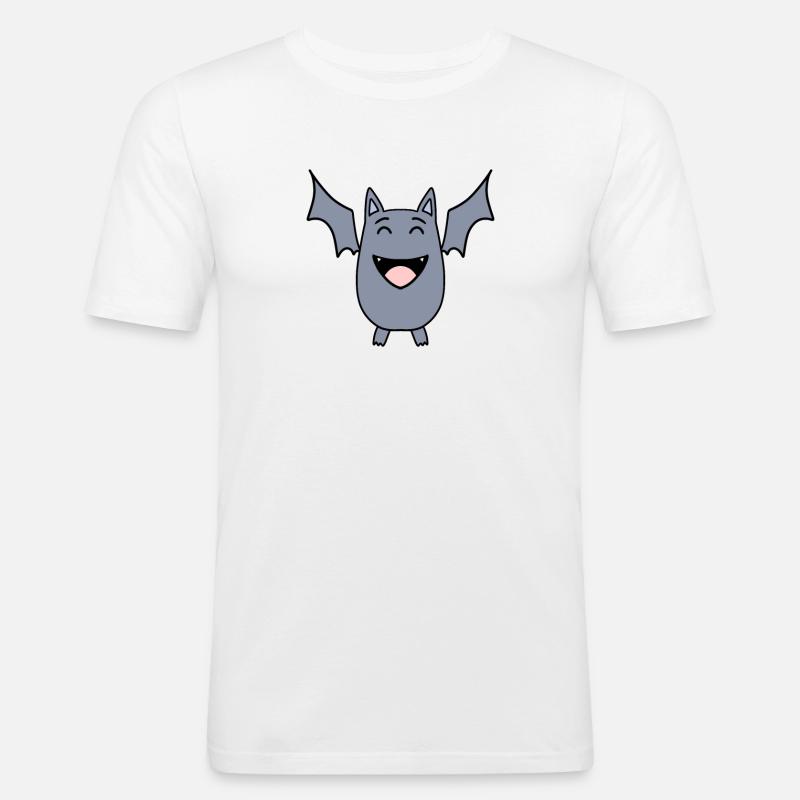 Fledermaus - Männer Slim Fit T-Shirt - Weiß