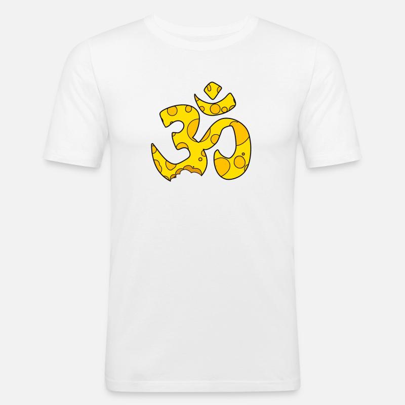 Käse OM Zeichen - Männer Slim Fit T-Shirt - Weiß