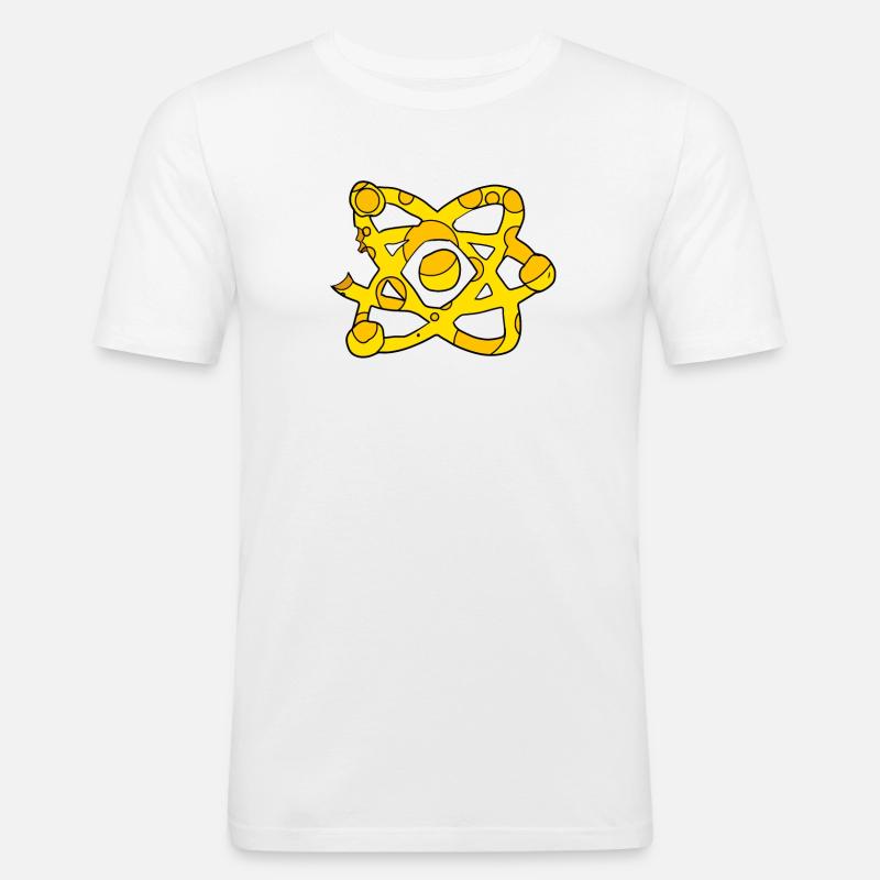 Atom Käse Symbol Wissenschaft Wissenschaftlich - Männer Slim Fit T-Shirt - Weiß