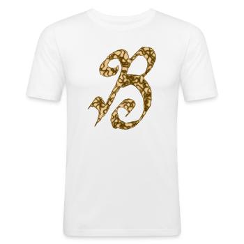 B / Initiale - Männer Slim Fit T-Shirt - Weiß - Vorne - Nik (191cm)