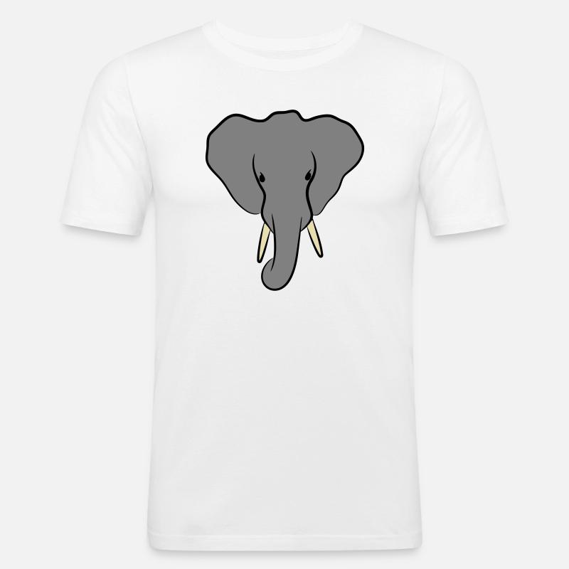 Elefantenkopf Minimalistisch - Männer Slim Fit T-Shirt - Weiß