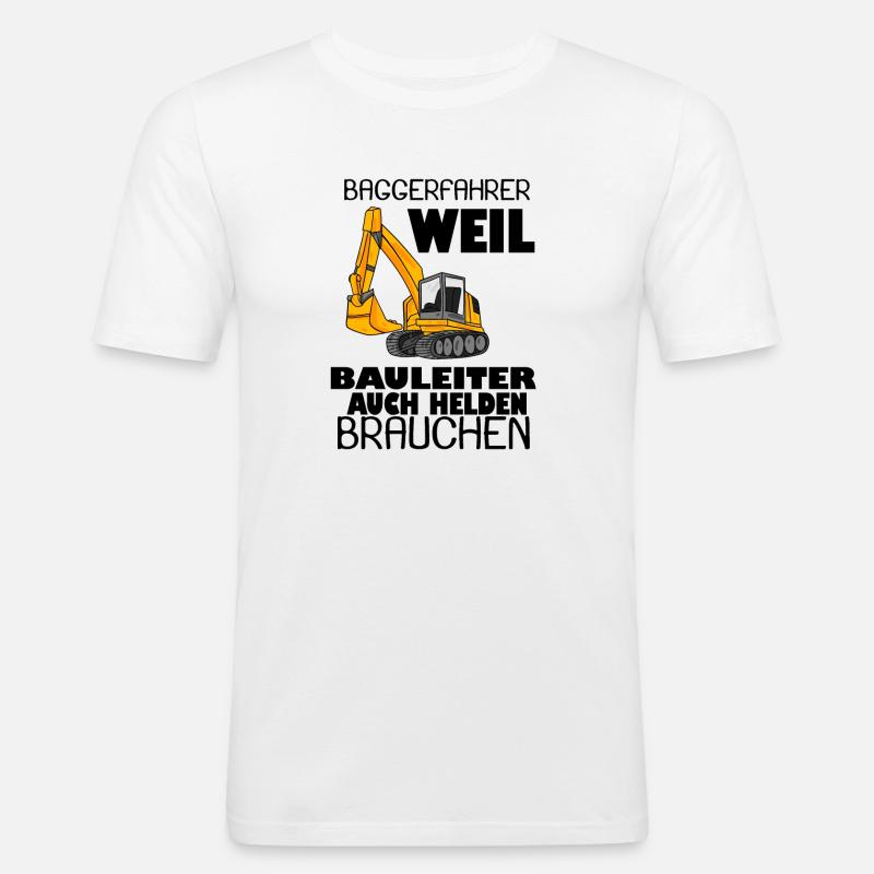 Bauleiter Held Baggerfahrer Spruch - Männer Slim Fit T-Shirt - Weiß