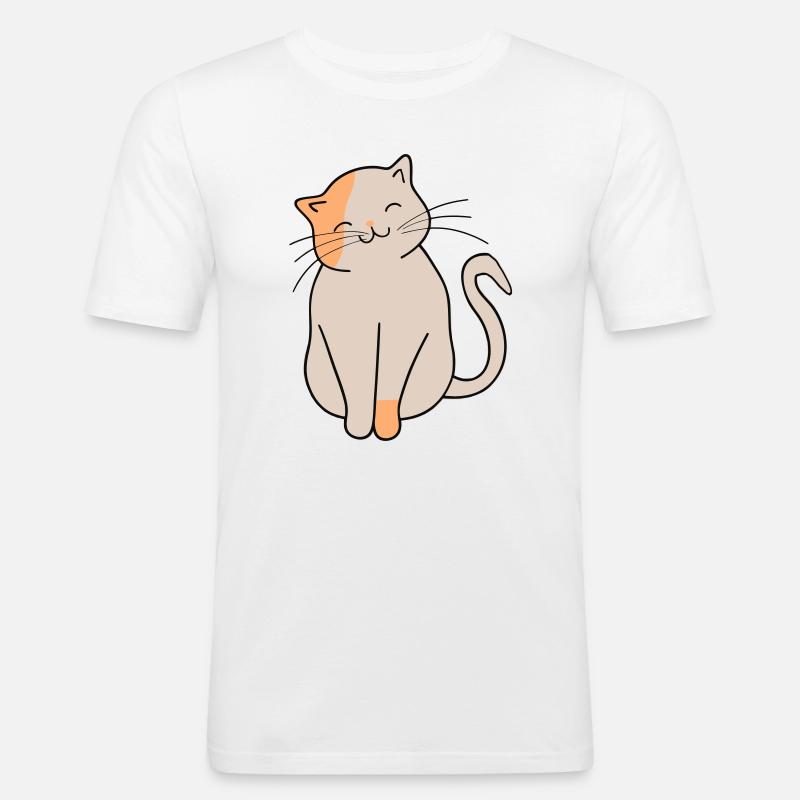 Katze - Männer Slim Fit T-Shirt - Weiß