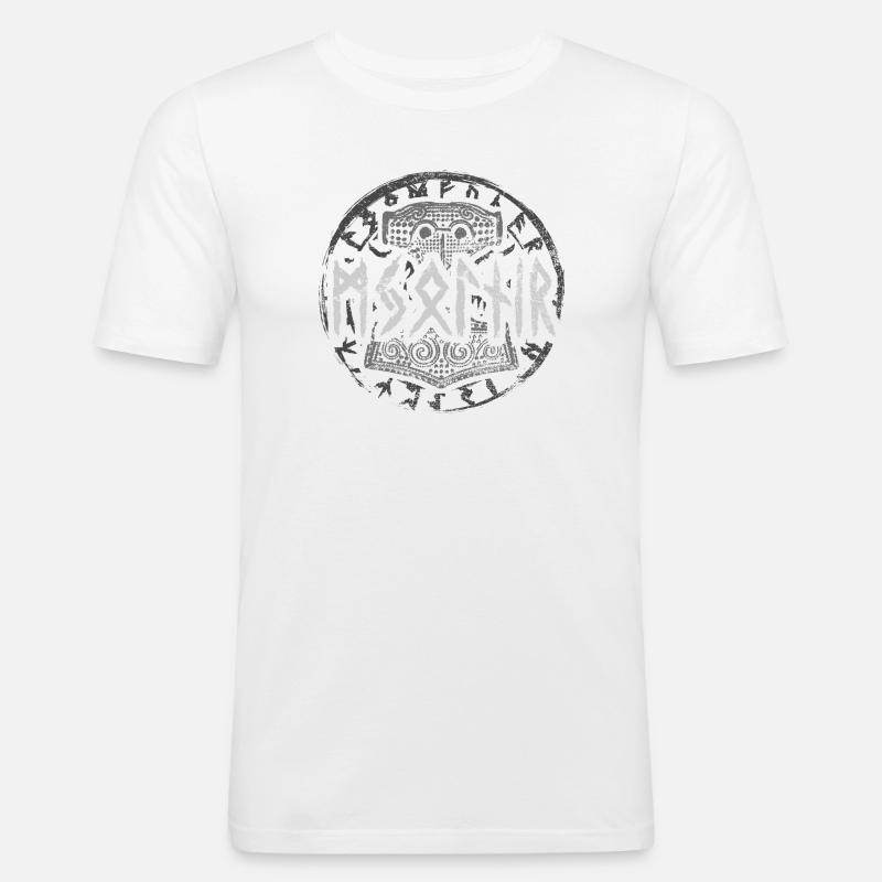 Mjolnir Runes - Männer Slim Fit T-Shirt - Weiß