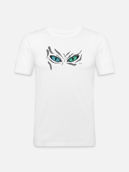 Night Cat Eyes Teal View - Men's Slim Fit T-Shirt - white