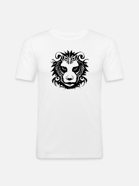 Löwe Tribal - Männer Slim Fit T-Shirt - Weiß