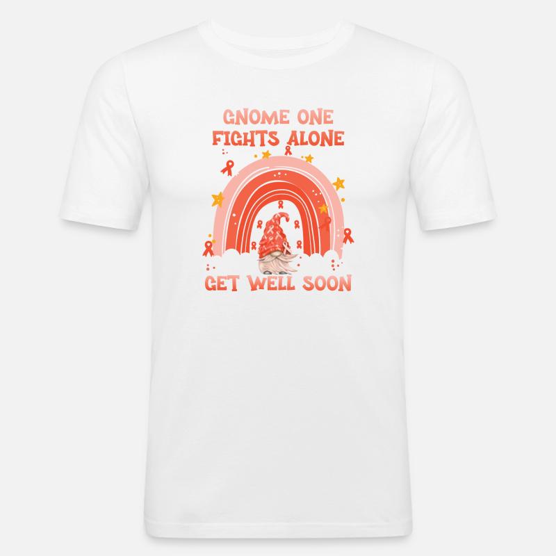 Gnome One Fights Alone Leukemia Awareness - Männer Slim Fit T-Shirt - Weiß
