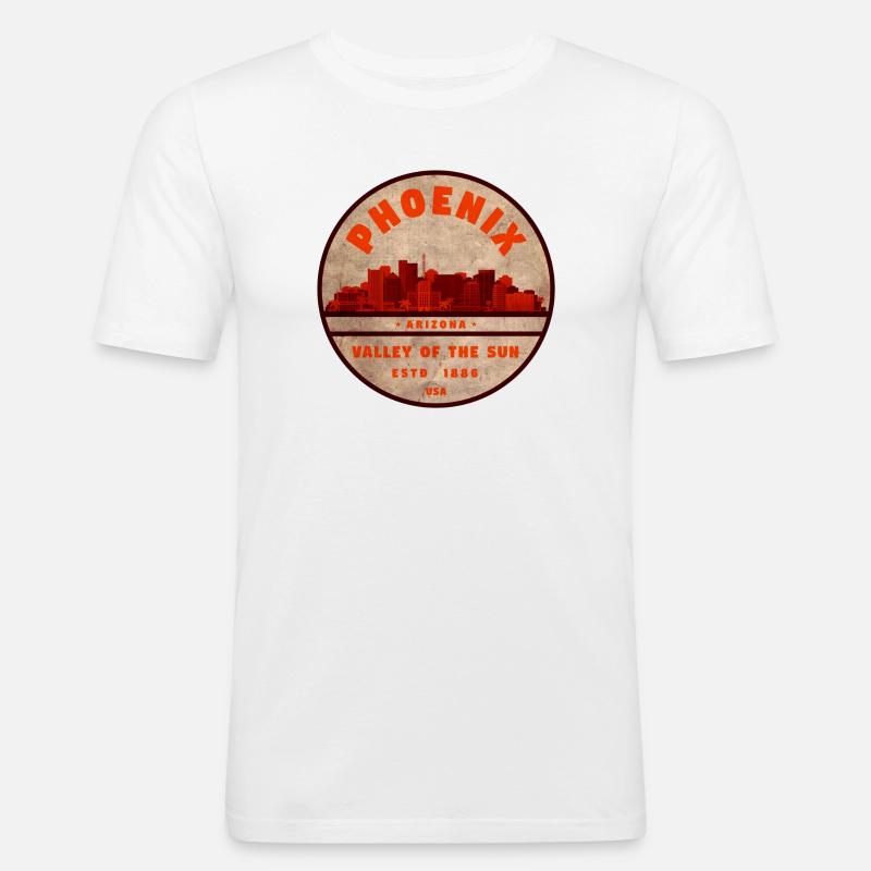 Phoenix Skyline Retro Abzeichen - Männer Slim Fit T-Shirt - Weiß