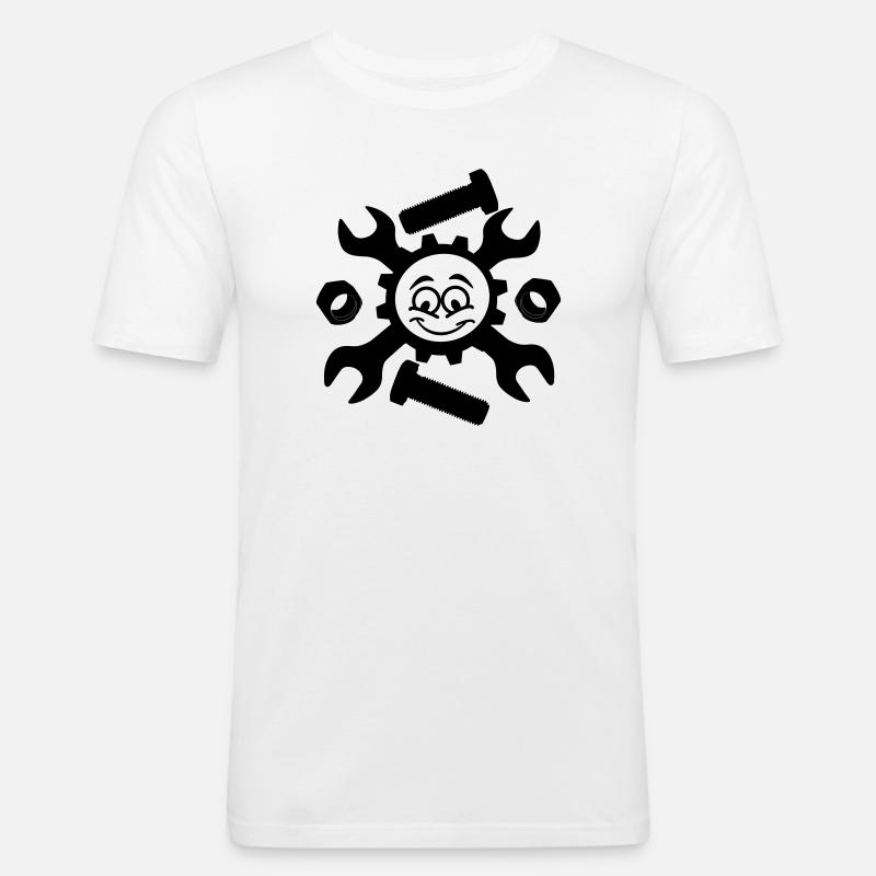 Mechanisches Gesicht - Männer Slim Fit T-Shirt - Weiß