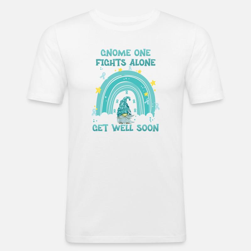 Gnome One Fights Alone Gebärmutterkrebs - Männer Slim Fit T-Shirt - Weiß