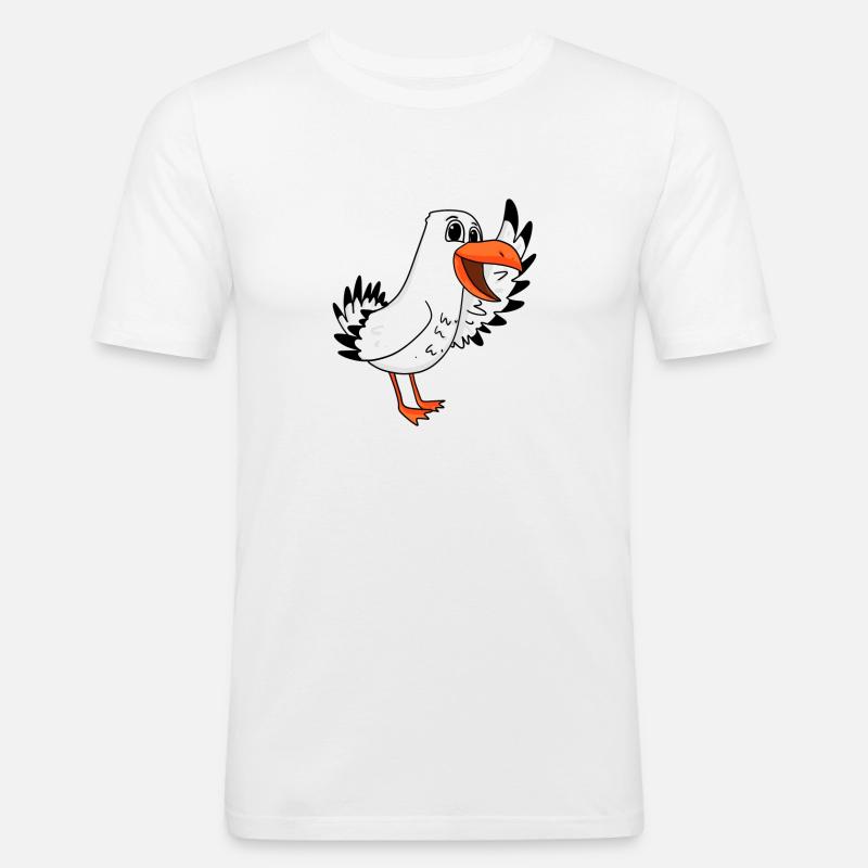 Möwe Begrüßung - Männer Slim Fit T-Shirt - Weiß
