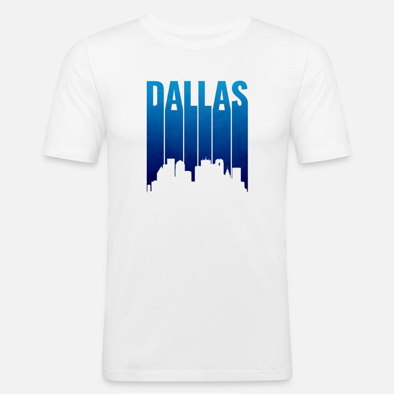 Dallas Skyline Gradient Silhouette - Männer Slim Fit T-Shirt - Weiß