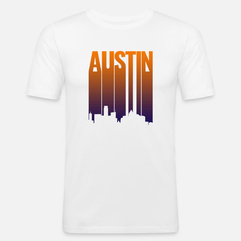Austin Skyline Gradient - Männer Slim Fit T-Shirt - Weiß