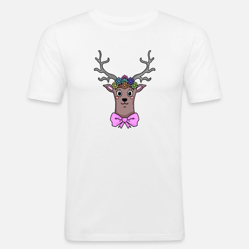 Reh Hirsch Illustration Geschenk - Männer Slim Fit T-Shirt - Weiß
