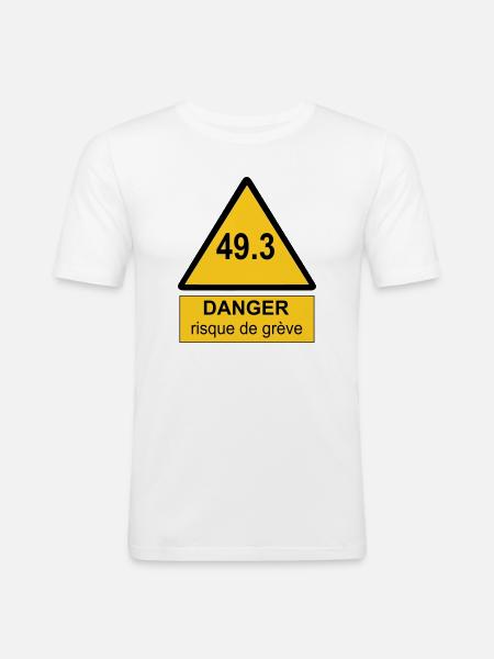 49.3 danger - T-shirt près du corps Homme - blanc