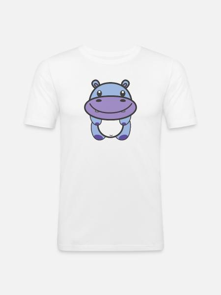 Sød flodhest Kawaii - Herre Slim Fit T-Shirt - hvid