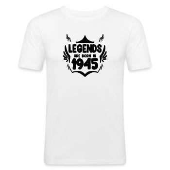1945 - Geboren 1945 - Mannen slim fit T-shirt - wit - Voor - Nik (191cm)
