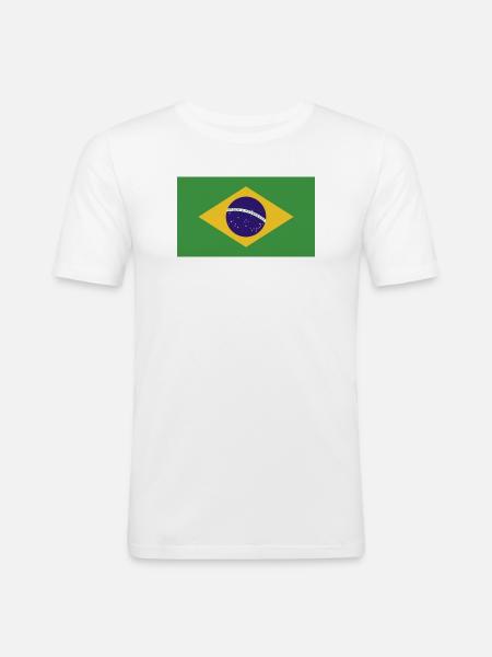 Brazil National Flag - Men's Slim Fit T-Shirt - white