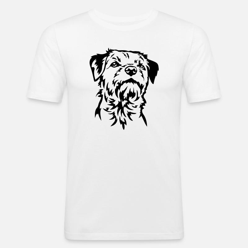 Border Terrier Kopf - Männer Slim Fit T-Shirt - Weiß