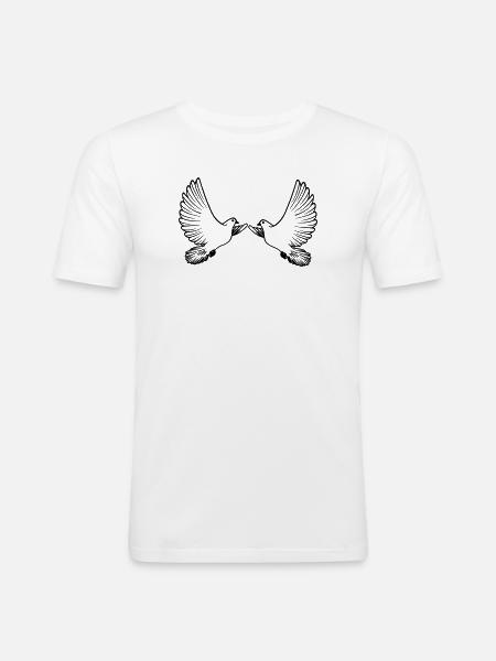 Two pigeons transparent - Men's Slim Fit T-Shirt - white