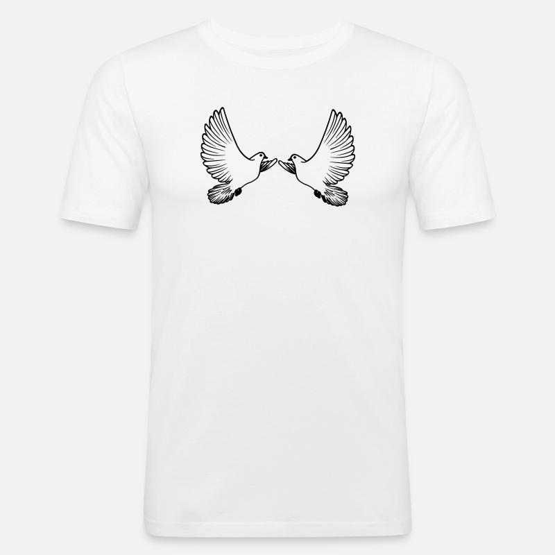 Zwei Tauben transparent - Männer Slim Fit T-Shirt - Weiß